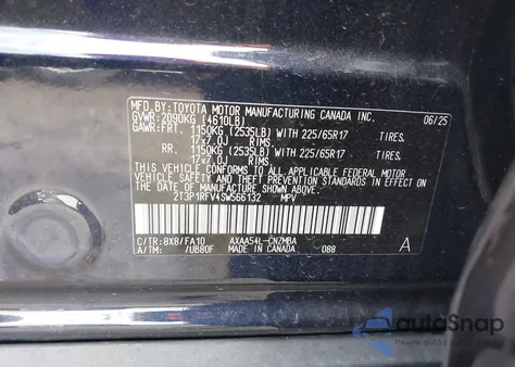 2025 Toyota Rav4 Xle from USA, damaged, VIN 2T3P1RFV4SW566132